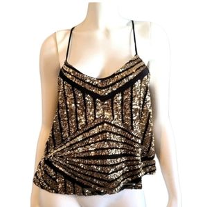GOLD Sequined Swing Stappy Tank sz Medium